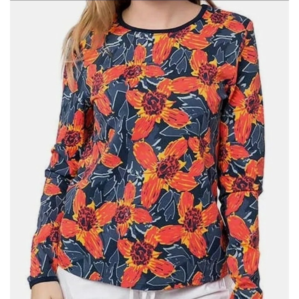 Hang Ten Womens' Long Sleeve Rashguard UPF 50+  Stretch Shirt Back Pocket Logo S